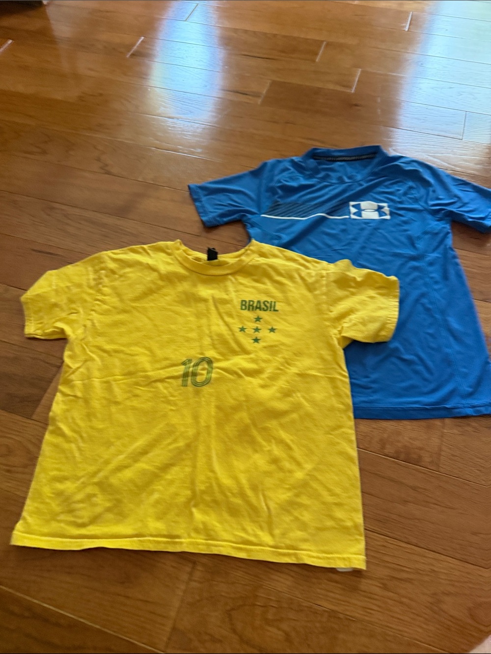 Under Armour Blue Performance Tee with Yellow Brasil Soccer Shirt - Kids Duo